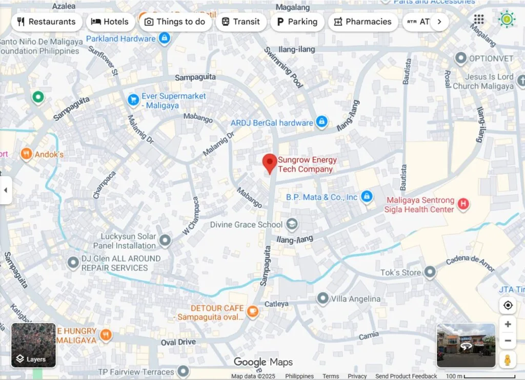 Map of the SUNGROW ENERGY office in Camarin, Caloocan City